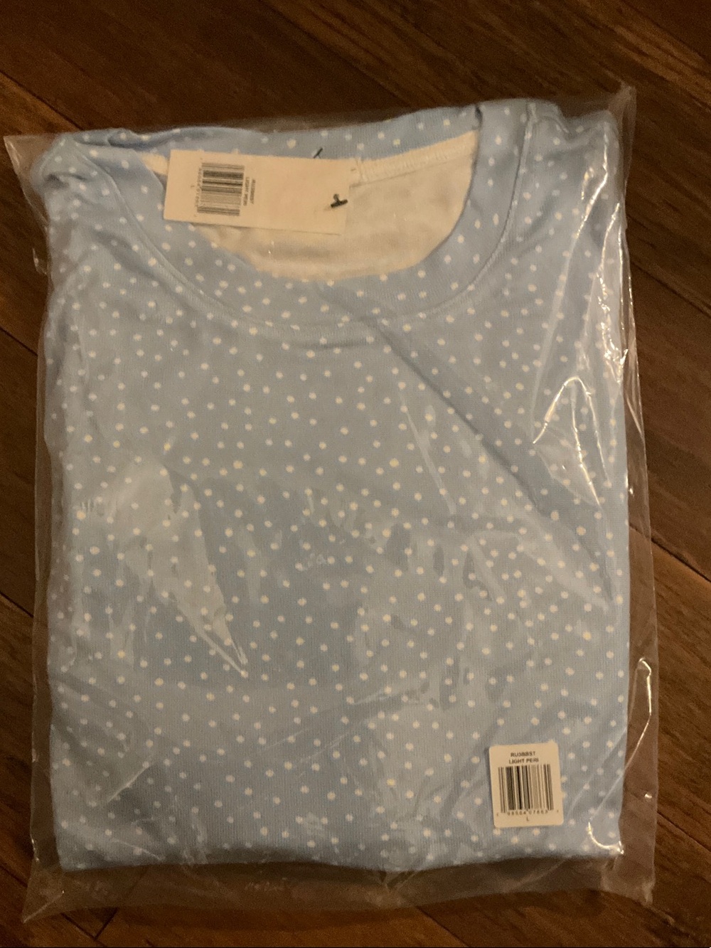 PJ Salvage Light Blue Polka Dot Short Sleeve Pajama Top and Shorts Set Size L